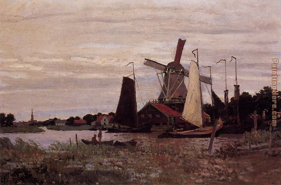 A Windmill at Zaandam painting - Claude Monet A Windmill at Zaandam art painting